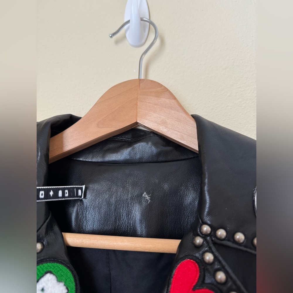 Alice + Olivia x The Beatles Cody Vegan Leather Jacket Black Small - Picture 5 of 9